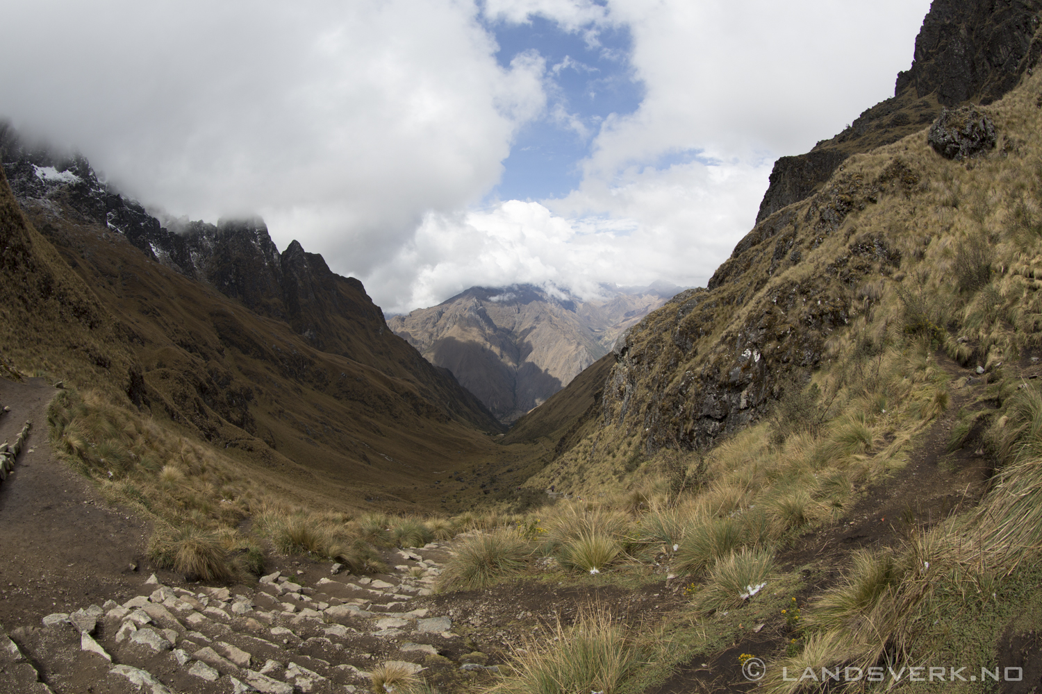 On top of Dead Woman's Pass, 4215 MASL. The Inka Trail to Machu Picchu, Peru. 

(Canon EOS 5D Mark III / Canon EF 8-15mm 
f/4 L USM Fisheye)