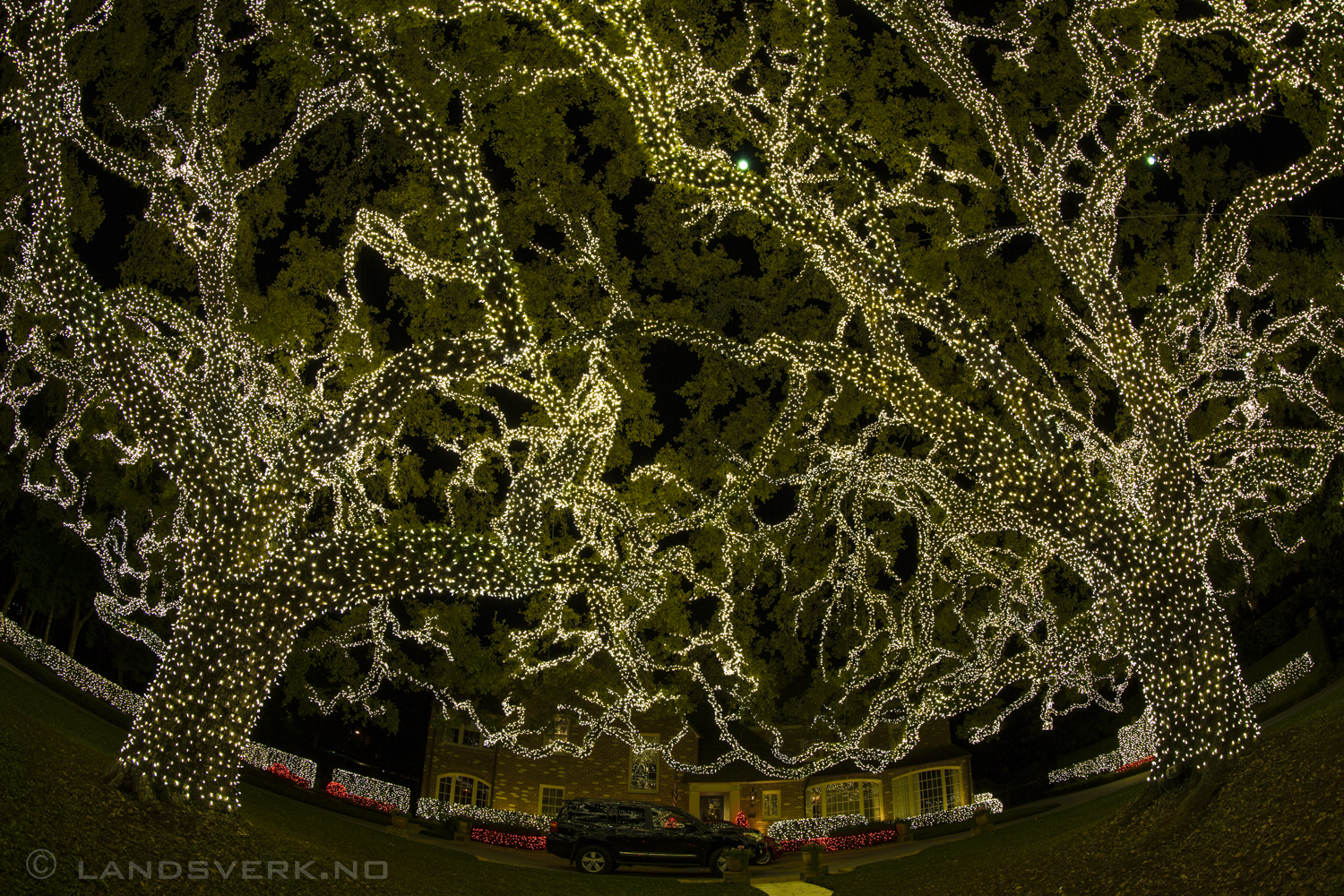 Hey Candy Cane Lane - you have failed. Dallas, Texas. 

(Canon EOS 5D Mark III / Canon EF 8-15mm f/4 L USM Fish
