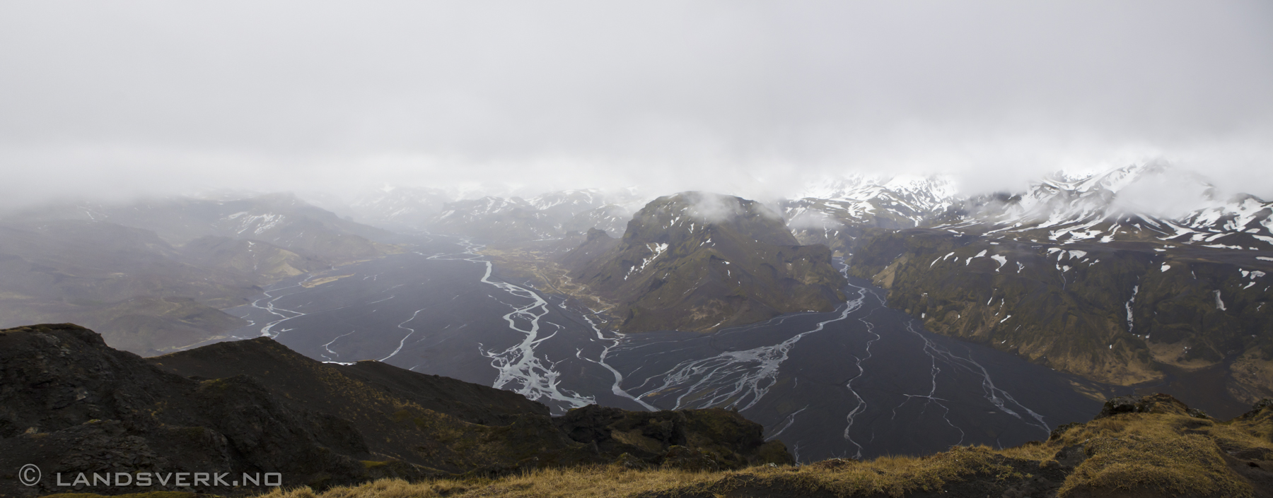 On top of a mountain with a view of the Eyjafjallajökull are to the right. 

(Canon EOS 5D Mark II / Canon EF 24-70mm f/2.8 L USM)