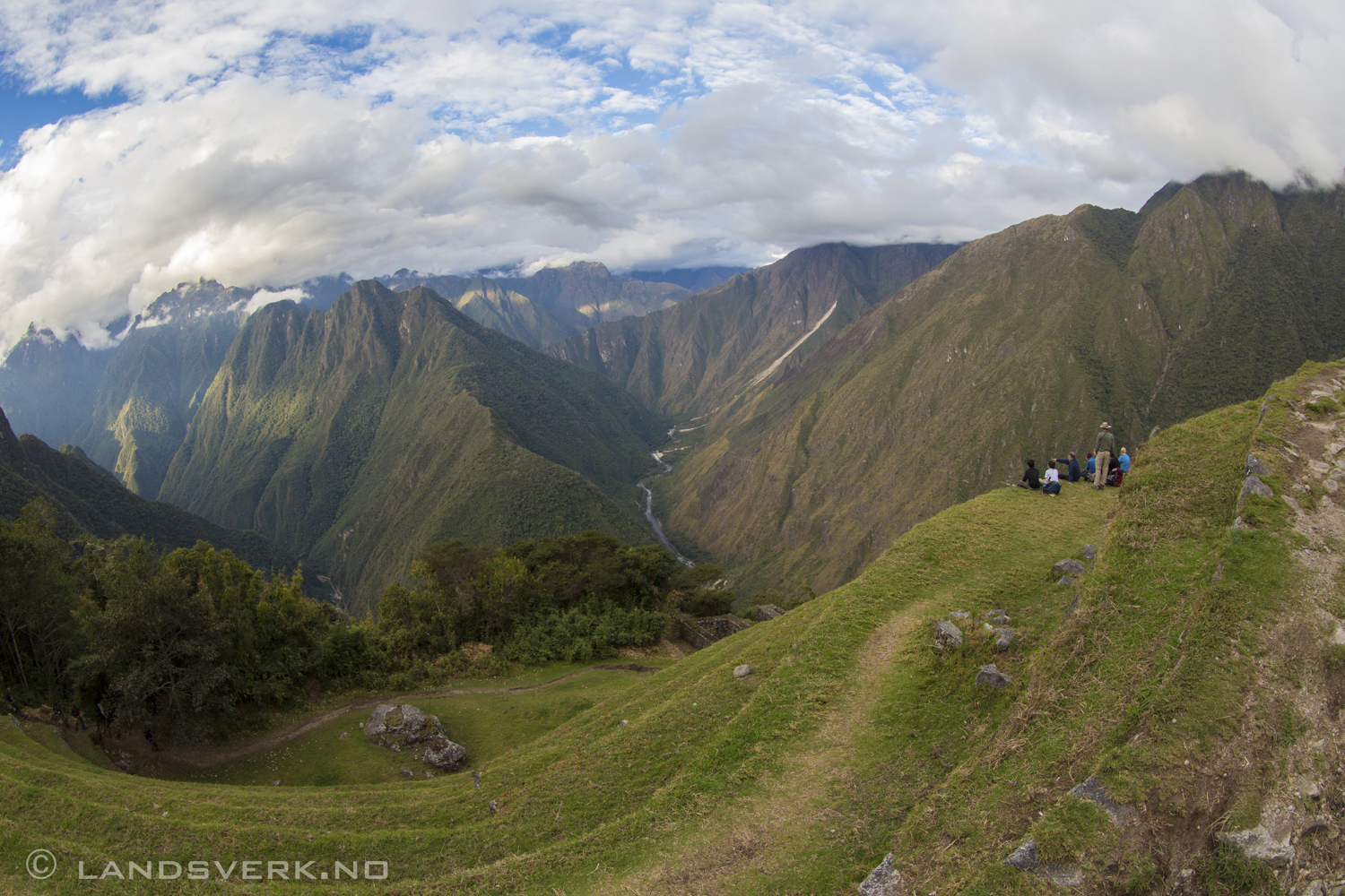 Walking the Inka Trail to Machu Picchu, Peru. Overlooking the Machu Picchu mountain and the Urubamba river. 

(Canon EOS 5D Mark III / Canon EF 8-15mm 
f/4 L USM Fisheye)